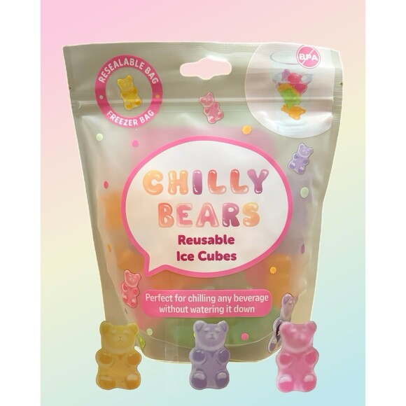Chilly Bears Reusable Ice Cubes New In Bag 32 Pieces BPA Free Assorted Colors - Picture 2 of 4